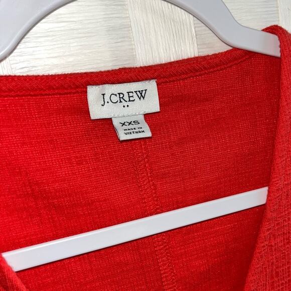 J Crew Cotton Button Down Tie Front Short Sleeve Shirt Red Women’s Size XXS - Picture 2 of 9